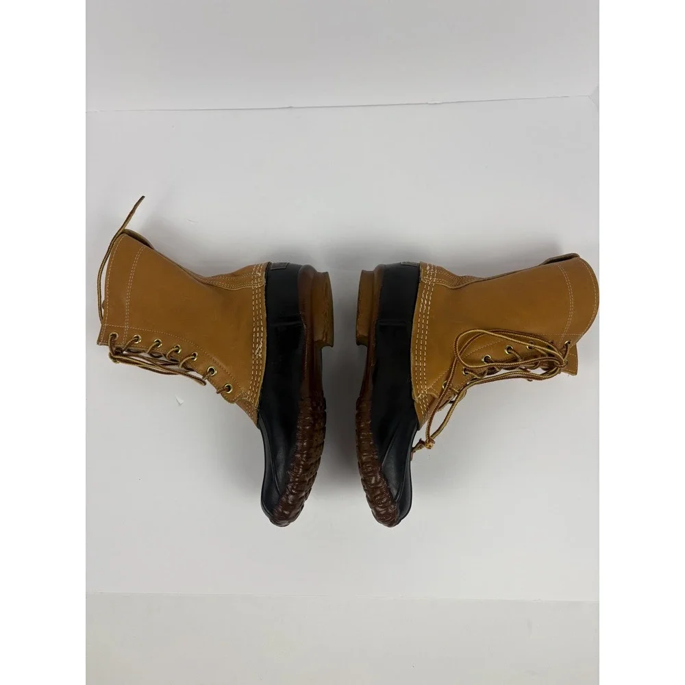 LL Bean Beam  Brown Leather Lace Up Unlined Ankle Duck Boots Size DM 6 women's